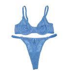 French Sexy Lingerie, Women's Rose Velvet Mesh Ultra-thin Bra, Pure Desire to Make the Breasts Look Smaller, Gathering Bra Set - 图片 7