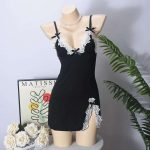 European and American Bestsellers, Sexy and Seductive Halter Lace Patchwork, Bow Split Halter Dress, Fun Pajamas - 图片 7