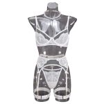 A Four-piece Set of Complex, Sexy and Romantic Lingerie with Floral Lace Mesh Embroidery and Pendant Decoration From Russia - 图片 7