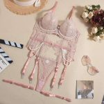A Four-piece Set of Sexy, See-through Lace Mesh and Embroidered Adult Lingerie From Europe and America a Cross-border Bestseller - 图片 7