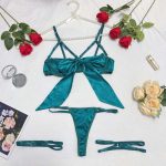 A New European and American Erotic Lingerie Set with Exquisite Bow, Hollowed-out and Sexy Three-piece Design and Steel Rims - 图片 7