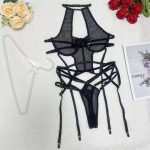 A Popular Lace-trimmed Mesh Patchwork, See-through, Slimming, Halter and Fun Jumpsuit From Europe and America - 图片 7