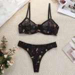 European and American Bestsellers of Romantic Lingerie, Heart-shaped Printed Mesh Fabric Set, Steel Ring Sexy Lingerie Set - 图片 7