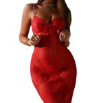 A New Style of Russian Sexy and Romantic Long Dress with See-through Lace Trim and Cherry Embroidery Shoulder Straps - 图片 7