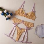 European and American Bestsellers: Lace Bow Bra, Women's Sexy See-through Strap, Steel Hoop, Garter and Sexy Lingerie Set - 图片 7