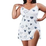 New Plus-size Romantic Pajamas From Europe and America, Sexy Lace-trimmed Dress, Nightgown, Slit in Multiple Colors - 图片 7