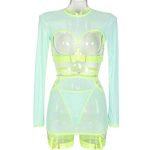 A Trendy European and American Lingerie Set Featuring Sexy Cut-out Straps and a Unique Long-sleeved Top with Leg Loops - 图片 7