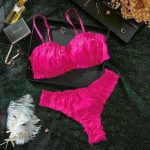 A Popular Minimalist and Sexy Lingerie Set for Women in Europe and America, Featuring Pleated Craftsmanship and Solid Colors - 图片 7