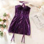 A Best-selling European and American Women's Dress with Hollowed-out Lace and a Steel Ring Halter Jumpsuit - 图片 7