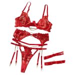 A Sexy Lingerie Set Featuring a Popular European and American Lace Embroidery Chain Accessory, Steel Rims, and a Waist Belt - 图片 7