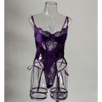 European and American Bestsellers, Sexy Halter Halter, Cut-out, Fun Pajamas, Fishing Net Seductive, Lace-trimmed One-piece Suit - 图片 7