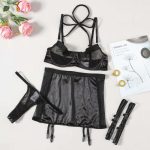 European and American Best-selling Sexy Mesh Fabric See-through Patchwork Sexy Hip-hugging Skirt and Romantic Underwear Set - 图片 7