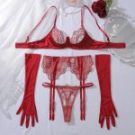 A Popular European and American Lingerie Set with See-through Lace and Embroidered Eyelash Edges, Seductive and Sexy Bras - 图片 7