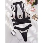 A Two-piece Set of Popular European and American Spliced Mesh Fabric See-through Low-cut Romantic Lingerie with a Beautiful Back - 图片 7