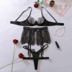 European and American Sexy Lace Bra Set, European and American Cut-out See-through Romantic Underwear and Underpants Set - 图片 7