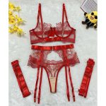A New European and American Erotic Set of See-through Heavy Embroidery Eyelash Lace Shaping Sexy Underwear Set - 图片 7