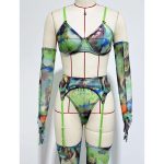 European and American Erotic Underwear Set with Gloves, Stockings, Tie-dye and Dazzling Color Design Sexy Underwear - 图片 7