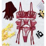A New European and American Floral Embroidery Patchwork See-through Mesh Sensual and Interesting Underwear Set - 图片 7
