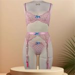 A New European and American Halter Embroidery Lace Mesh See-through Bra and See-through Sexy Underwear Set - 图片 7