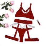 A Sexy and Romantic Lingerie Set Featuring Popular European and American Halter Straps, Steel Rims and Leg Rings - 图片 7