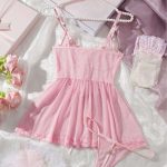 A New Sexy European and American Net Fabric Patchwork Lace Halter Dress with White Stockings and a Pure Sleeping Dress for Women - 图片 7