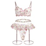 European and American Pure Desire Sex Uniform, Mesh Embroidery, Steel Frame, Lace, Garter and Sexy Underwear Set - 图片 7