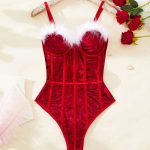 A Popular Lace Tight and Sexy Halter Feather Bra Set From Europe and America, a Charming and Sexy One-piece Dress - 图片 7