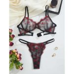A Slim European and American Embroidered Floral Lace Sexy Top Support, Breathable and Romantic Lingerie Set - 图片 7