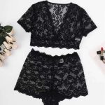 New European and American Lace Mesh Embroidery Transparent Patchwork Transparent Underwear Sexy and Interesting Underwear Set - 图片 7