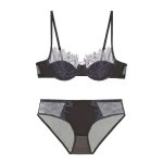 New Eyelash Lace Sexy Cut-out Lingerie for Women, Soft Steel Rims, Thin Cotton Comfortable Upper Support, Gathering Set - 图片 7