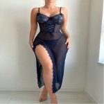 Manufacturers Women's Erotic Hollow Underwear Transparent Lace Embroidery Nightdress Lingerie Sexy Knee-Length Pajamas Lovely - 图片 7