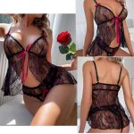 European and American Plus-size Romantic Lingerie Lace See-through Set, Sexy Transparent Lace Backless Nightdress - 图片 7